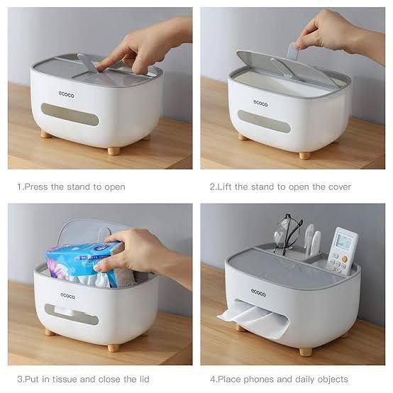 Multi-function Tissue Box and Remote Holder Organizer
