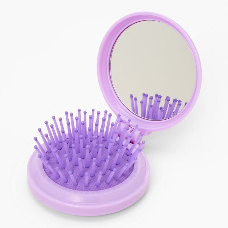 Solid Color Folding Comb with Makeup Mirror