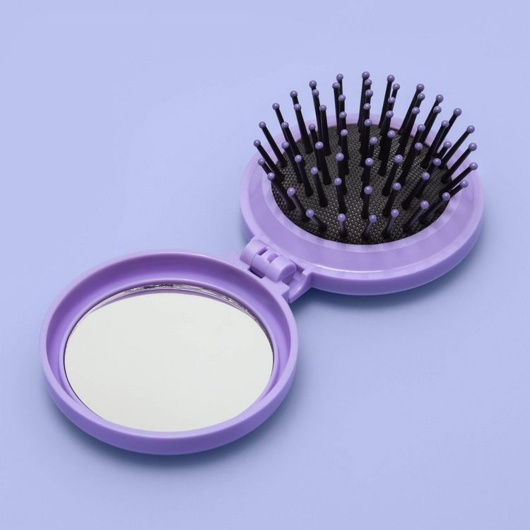 Solid Color Folding Comb with Makeup Mirror